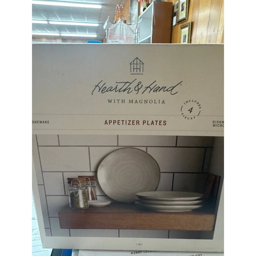 Hearth & Hand with Magnolia Stoneware Appetizer Plates Cream Set of 4 New